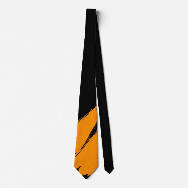 Orange Brush Moderner schwarzer Hintergrund #2 Krawatte (Vorderseite)
