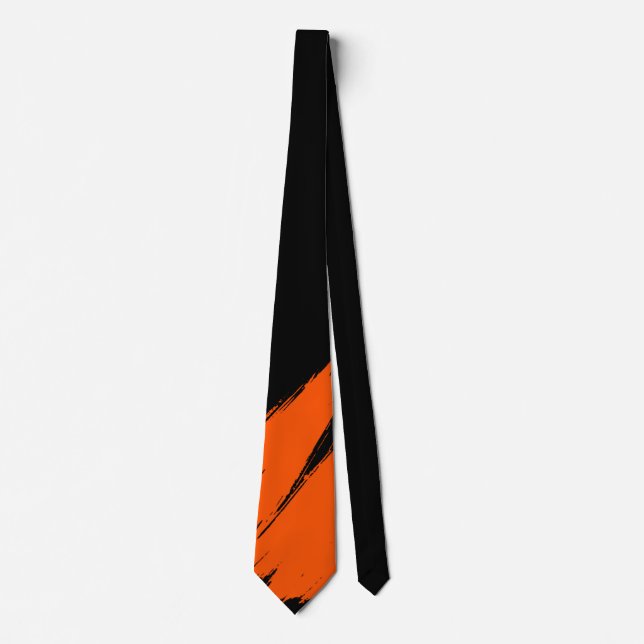 Orange Brush Moderner schwarzer Hintergrund Krawatte (Vorderseite)