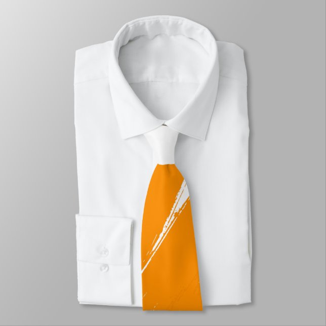 Orange Brush Moderner weißer Hintergrund Krawatte (Gebunden)