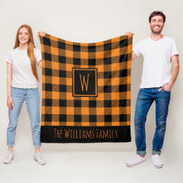 Orange Buffalo Kariert Monogram Individuelle Name  Fleecedecke
