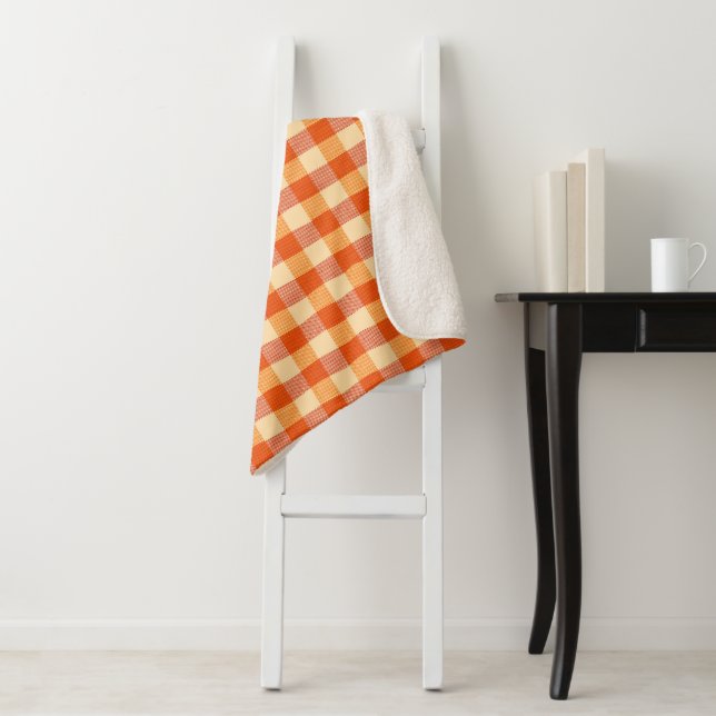 Orange Buffalo Kariert Sherpa Blanket Sherpadecke (Beispiel)