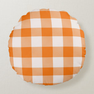 Orange Buffalo Karo  Rundes Kissen