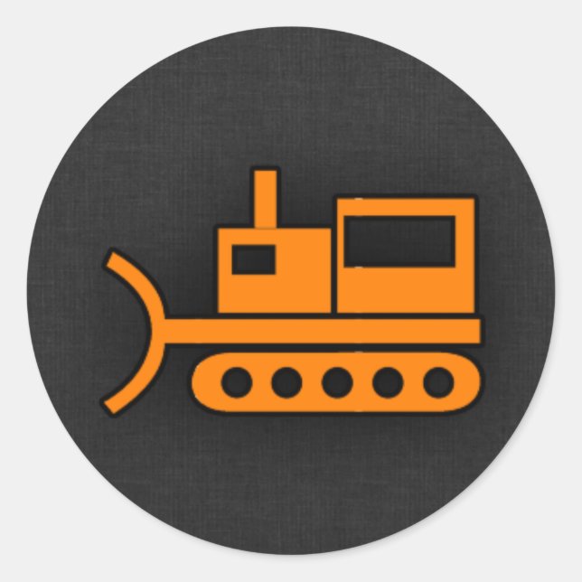 Orange Bulldozer Runder Aufkleber (Vorderseite)