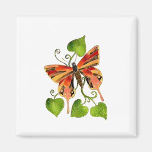 Orange Buntglas-Schmetterlings-Magnet Magnet