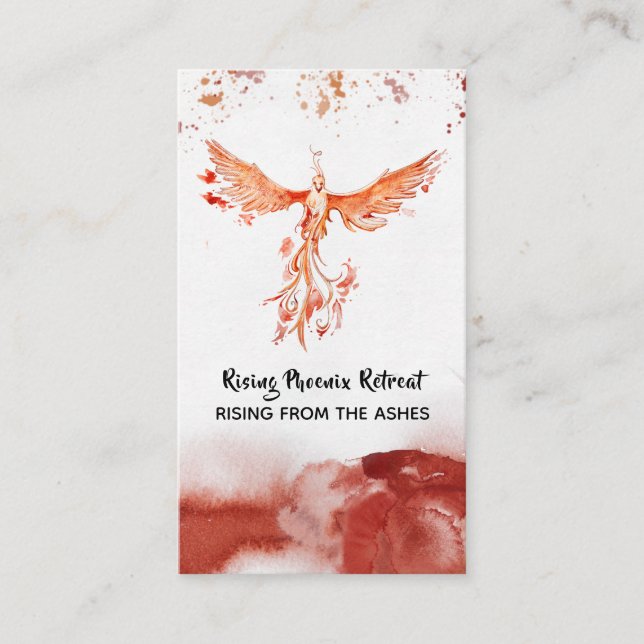 *~* Orange Burgund Red Feathers Phoenix Flammen Visitenkarte (Vorderseite)