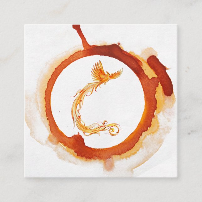 *~* Orange Burgund Red Flame Phoenix Feuerring Quadratische Visitenkarte (Vorderseite)