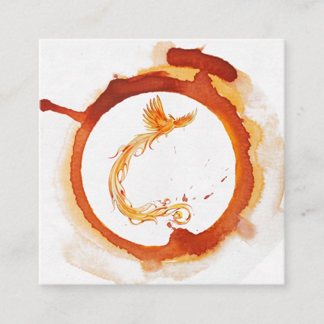 *~* Orange Burgund Red Phoenix Feuerring Quadratische Visitenkarte (Vorderseite)