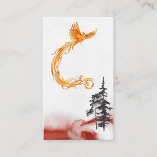 *~* Orange Burgund Red Phoenix Rising Pine Tree Visitenkarte