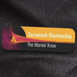 Orange Burgundy Blast Streaked Background Name Tag Namensschild