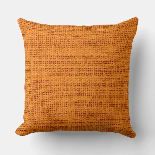 Orange Burlap Linen Rustic Jute Kissen (Vorderseite)