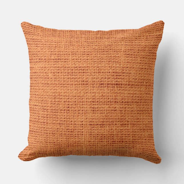 Orange Burlap Rustikal Kissen (Vorderseite)