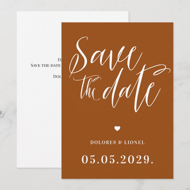 Orange Burnt Pink Save the Date Einladung (Vorne/Hinten)