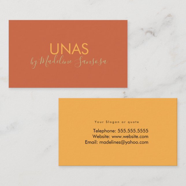 Orange Business Card für saubere Nageltechniker Visitenkarte (Vorne/Hinten)