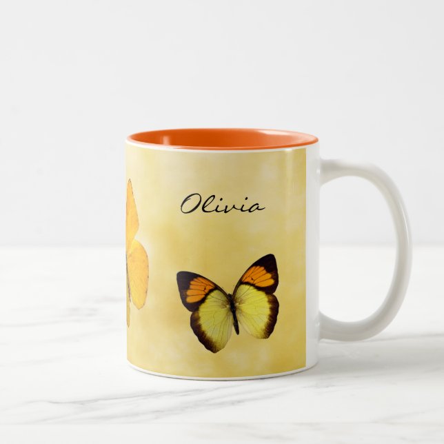 Orange Butterfett Personalisiert Name Tasse (Rechts)