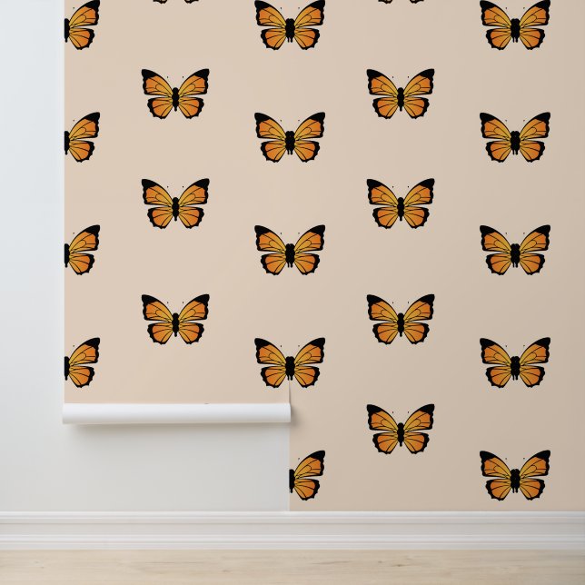 Orange Butterflies Design Tapete (Anwendung)