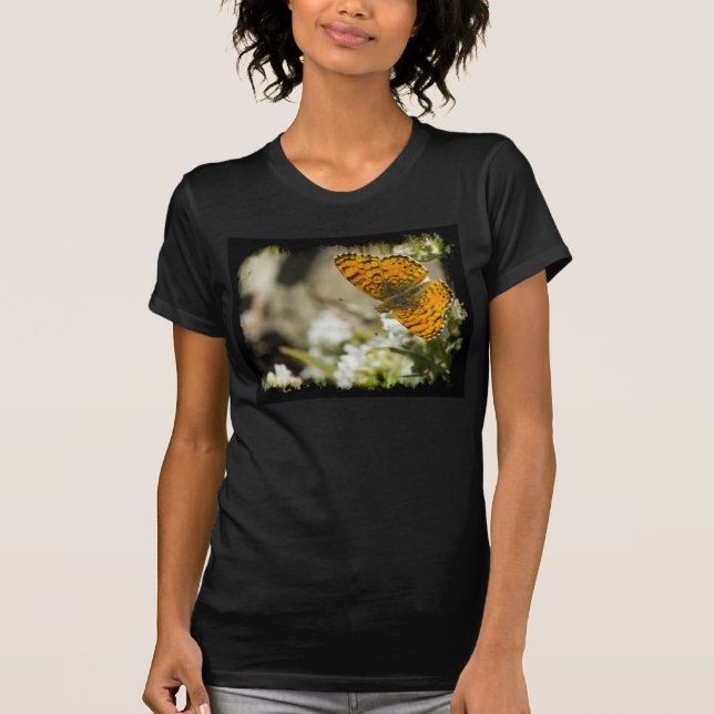 Orange Butterfly Black Edge T-Shirt (Vorderseite)