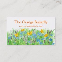 Orange Butterfly Business Card Blue Wildblume Art Visitenkarte