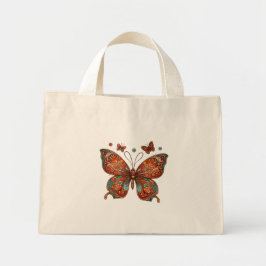 Orange Butterfly Design Mini Stoffbeutel