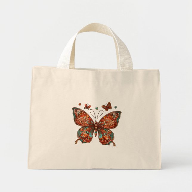 Orange Butterfly Design Mini Stoffbeutel (Vorne)