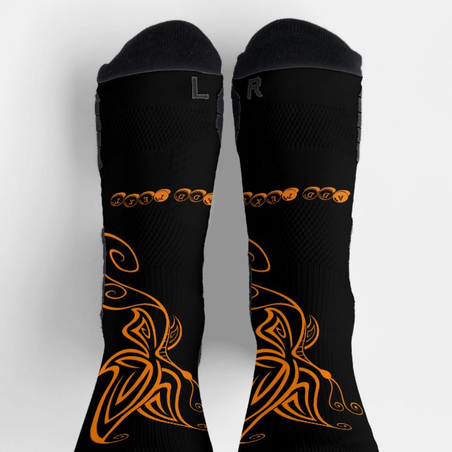 Orange Butterfly Drucke Hinzufügen Text Männer Fra Socken (Oben)