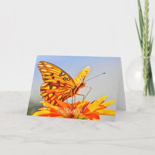 Orange Butterfly Fütternd Dankeskarte