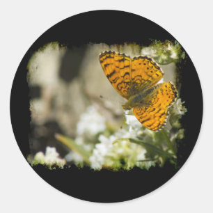 Orange Butterfly Runder Aufkleber