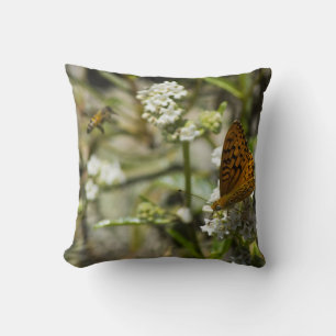 Orange Butterfly und Biene Kissen