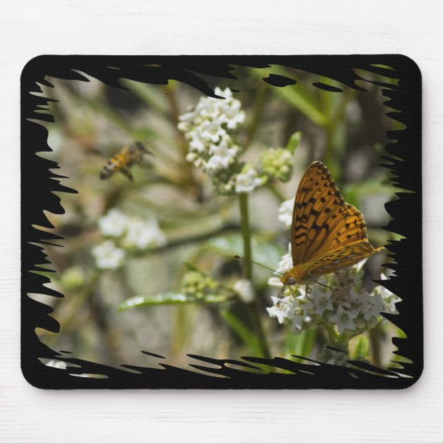 Orange Butterfly und Biene Mousepad (Vorne)