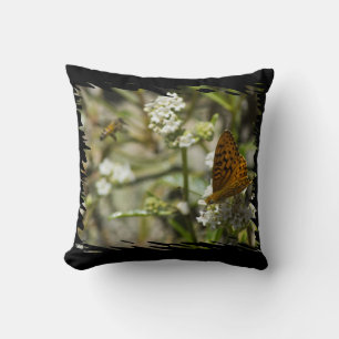 Orange Butterfly und Bienenschwarz Kissen