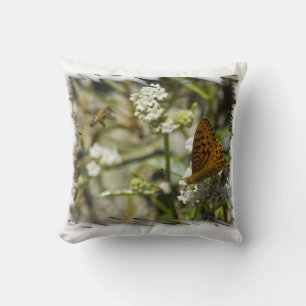 Orange Butterfly und Bienenweiße Kante Kissen