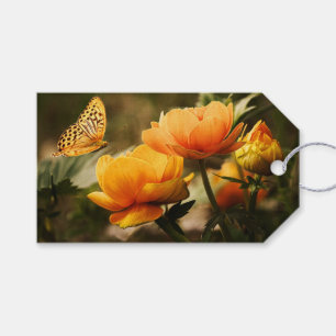 Orange Butterfly und Blume Geschenkanhänger