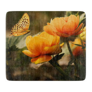 Orange Butterfly und Blume Schneidebrett