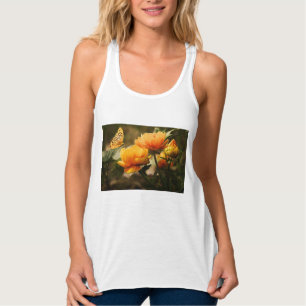 Orange Butterfly und Blume Tank Top