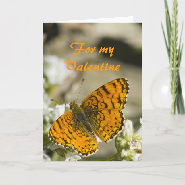 Orange Butterfly Valentine Feiertagskarte (Vorderseite)