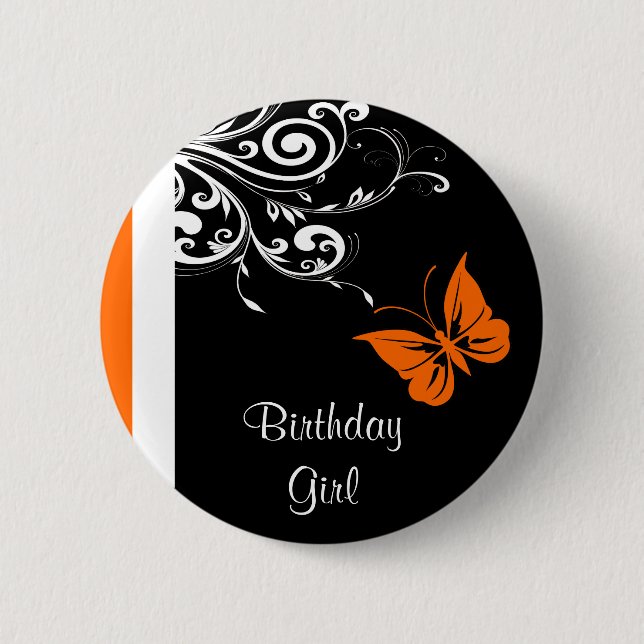 Orange Butterly Wirbel Button (Vorderseite)