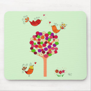 Orange Button Tree Mousepad