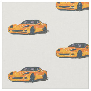 Orange C6 Korvette Handgezeichnete Sketch-Fabrik Stoff