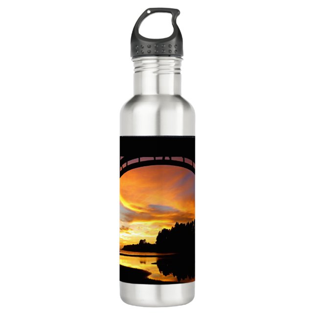 Orange California Coastal Sunset unterhalb der Brü Edelstahlflasche (Vorderseite)