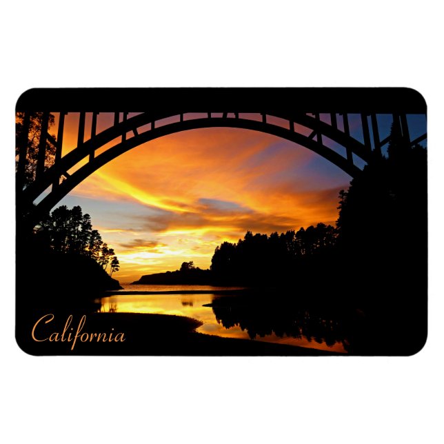 Orange California Coastal Sunset unterhalb der Brü Magnet (Horizontal)