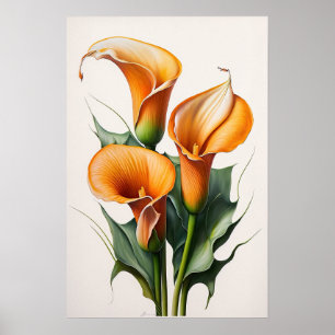 Orange Calla Lilies Lily Blume Kunst, Dichtung und Poster