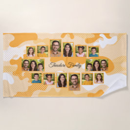 Orange Camo Family Photo Collage Strandtuch