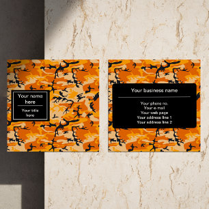 Orange Camo, Tarnmuster, Militär, Armee Quadratische Visitenkarte