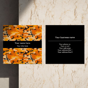 Orange Camo, Tarnmuster, Militär, Armee Quadratische Visitenkarte