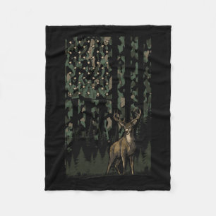 Orange Camouflage Hirsch Amerikanische Flagge Jagd Fleecedecke