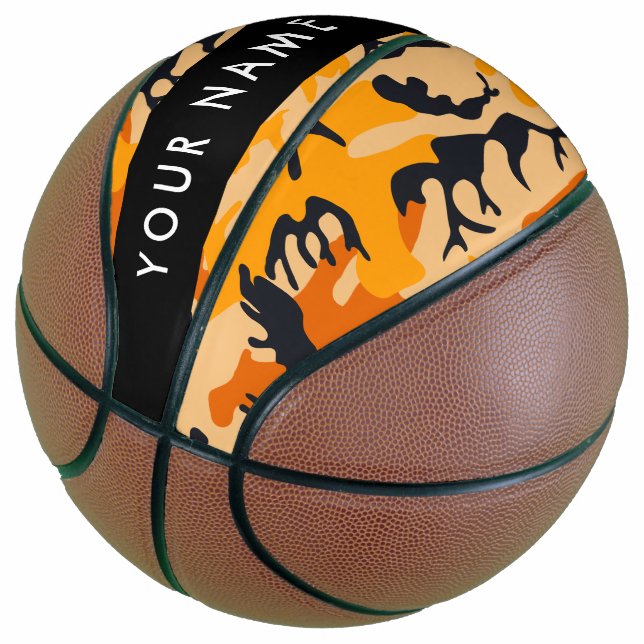 Orange Camouflage Ihr Name personalisieren Basketball (angewinkelt)