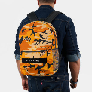 Orange Camouflage Ihr Name personalisieren Bedruckter Rucksack