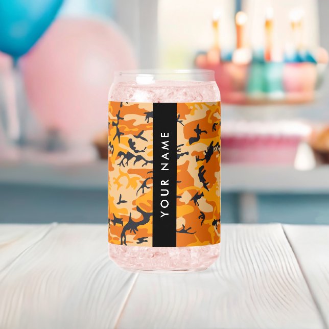 Orange Camouflage Ihr Name personalisieren Dosenglas (Insitu (Baby Party))