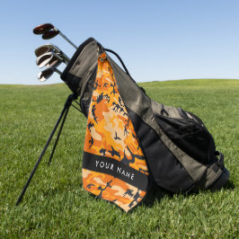 Orange Camouflage Ihr Name personalisieren Golfhandtuch