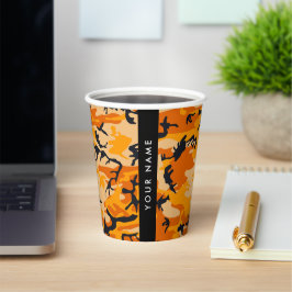 Orange Camouflage Ihr Name personalisieren Pappbecher