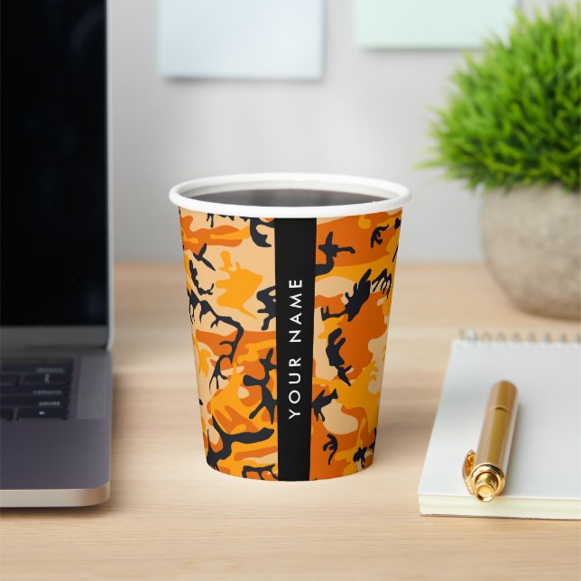 Orange Camouflage Ihr Name personalisieren Pappbecher (InSitu)
